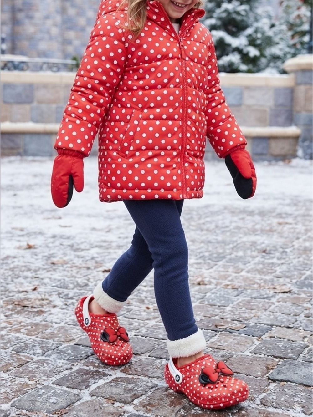 NWT❤️Crocs Kids' Red Polka Dot Minnie Bow Clog szJ3